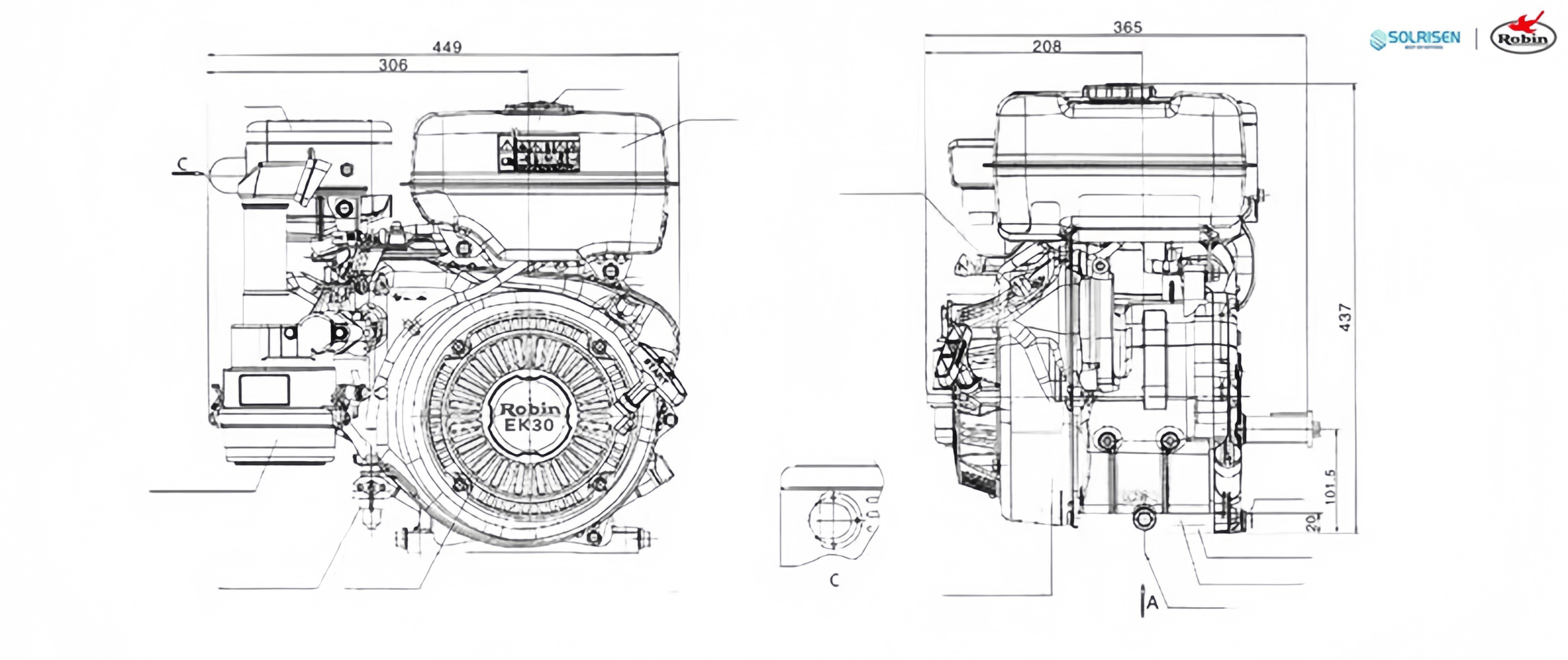 295cc Robin Engine for Sale size